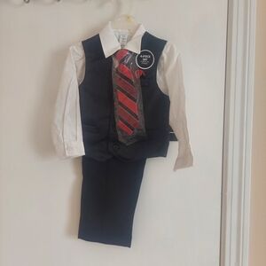 NEW George Boys' Black Suit with Red Tie
